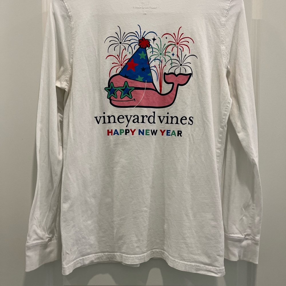 Vineyard Vines Happy New Year White Long Sleeve Tee - Size XS